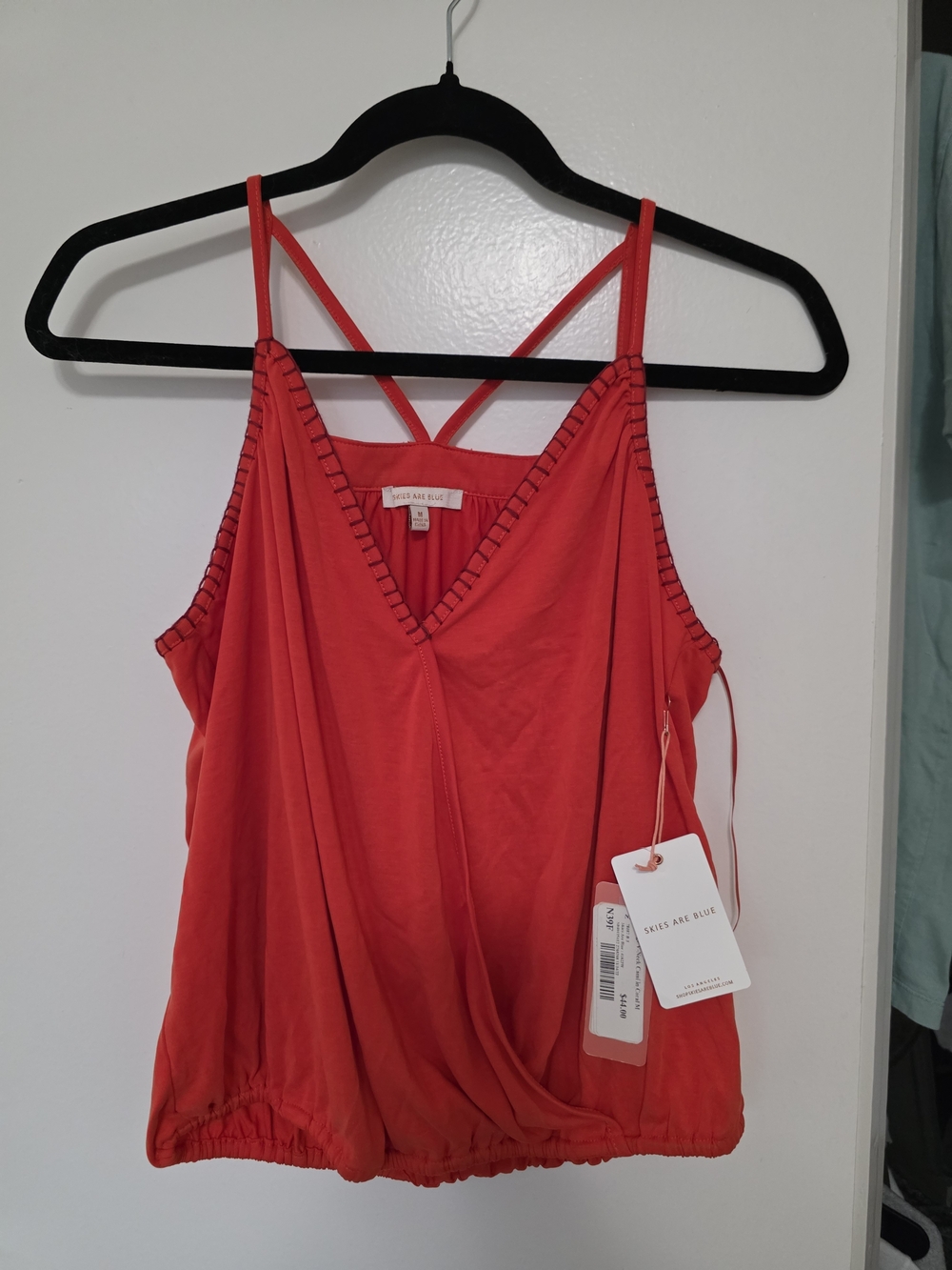 NWT Skies Are Blue Coral Strappy Surplice Tank Top Women’s Medium